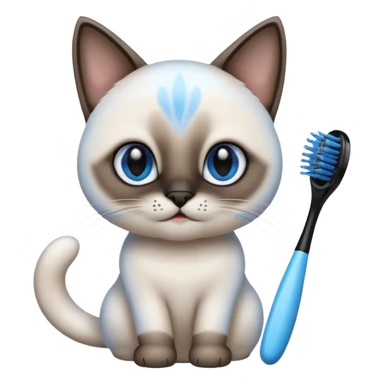 siamese cat, tooth brush, hair brush sticker