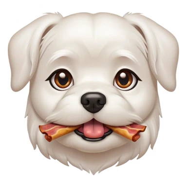 maltese dog face with brown eyes bacon in mouth  sticker