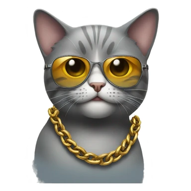 Cat with sunglasses and a big chain around his neck sticker