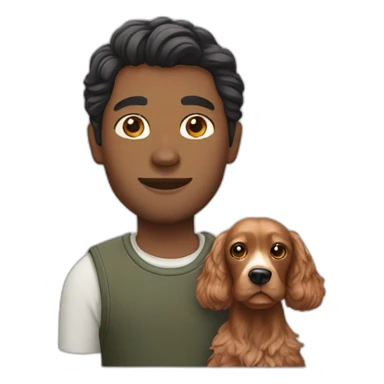 man with cocker spaniel dog sticker