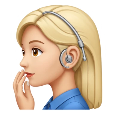 woman with hearing aid sticker