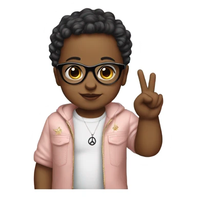 Baby with glam outfit and glasses doing the peace sign with hands sticker