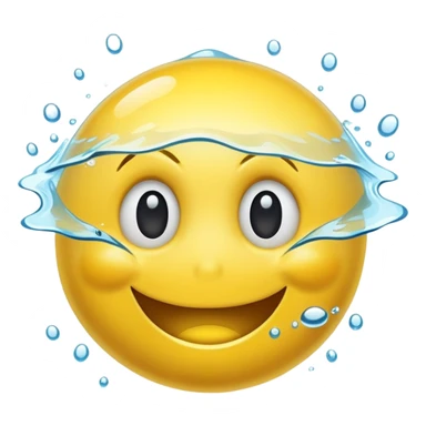 scared smiley face being drowned with so much water sticker