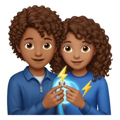 a 15 year old girl with brown curly hair but she has lightnings in it with a brown haired boy who gave her a promise ring sticker