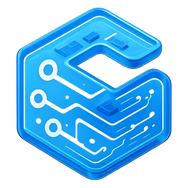 minimalist CSE logo, abstract circuit elements, modern look, blue and white sticker