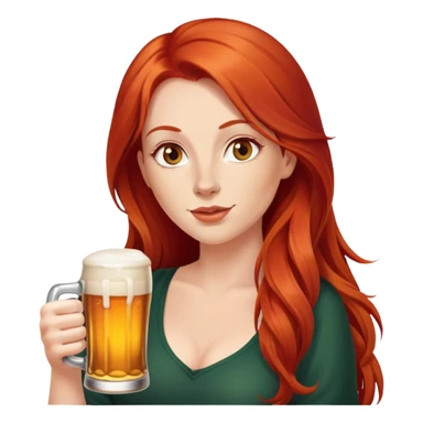 Woman with long red hair drinking a beer sticker