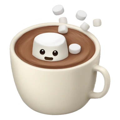hot chocolate in a cream colored mug with marshmallows  sticker