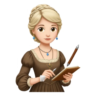 Jane austin writing with a quill in hand sticker