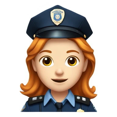 face of ginger girl police officer teen cute blue uniform  policia badge brown eyes sticker