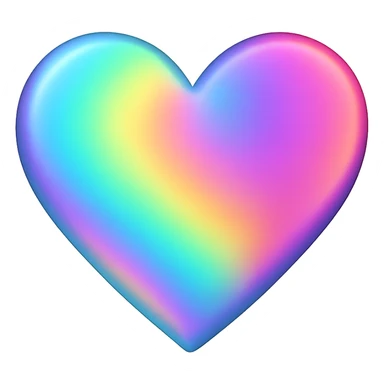 heart with a rainbow holographic effect, clean digital illustration sticker