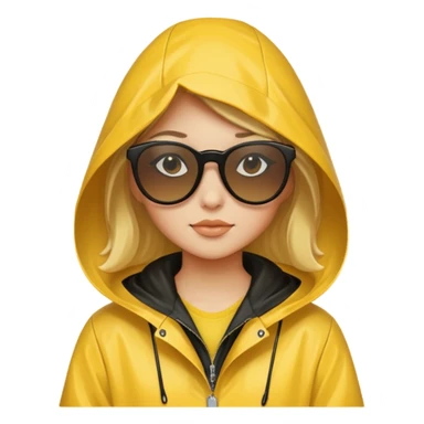 girl in yellow raincoat meme with black sunglasses sticker