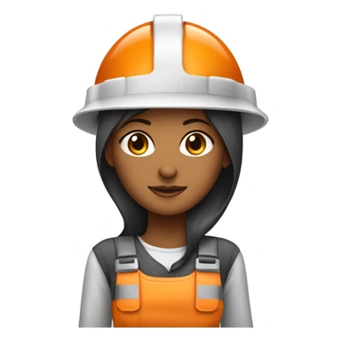 MUJER CON CABELLO CATAÑO INGENIERA EN MINERIA CON CASCO DE SEGURIDAD BLANCO Y MAMELUCO NARANJA sticker