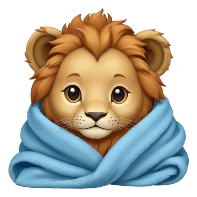 Baby lion cozy in blanket  sticker