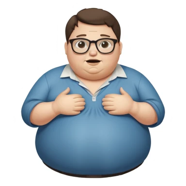 Hombre nerd obeso mórbido con la barriga abriendo la camisa sticker