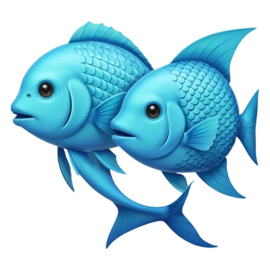 two pale blue fishes kissing sticker