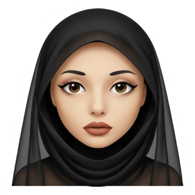 Face hidden under sheer black veil, lips and eyes barely visible sticker