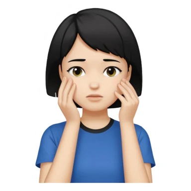 Girl with black hair and short hair  like boy hair who put her hand on her face like 🤦🏻‍♀️ sticker