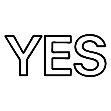 YES in clean, modern sans-serif type, no color or shadow, centered sticker