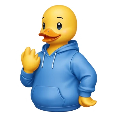 Yellow rubber duck wearing a blue hoodie sticker