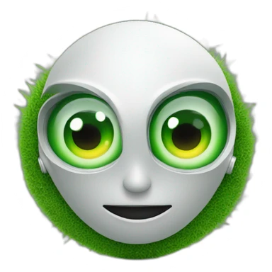 green eye with robotic lawnmower sticker