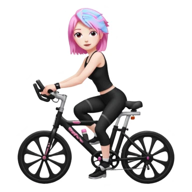 Bicycles Ergonomic bicycle of gym: seated white woman with hair black clothes pink sticker