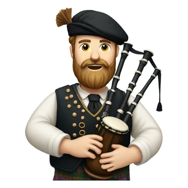 portrait of a bearded man playing the bagpipes sticker