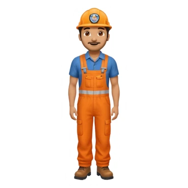 Indian male railway engineer orange overalls, boots  sticker