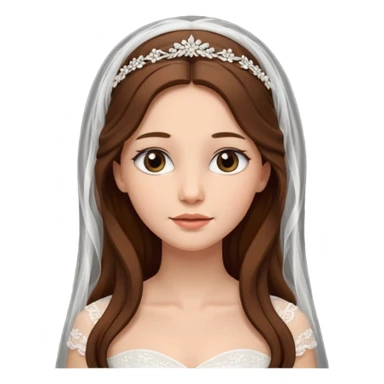 Blonde skin bride with a long veil with brown hair with a chin on her face sticker