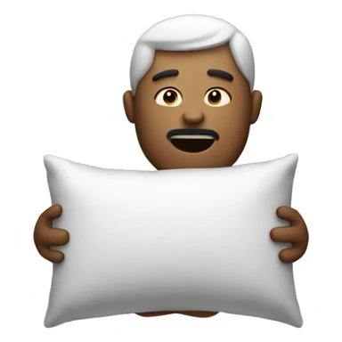 man holding a pillow sticker