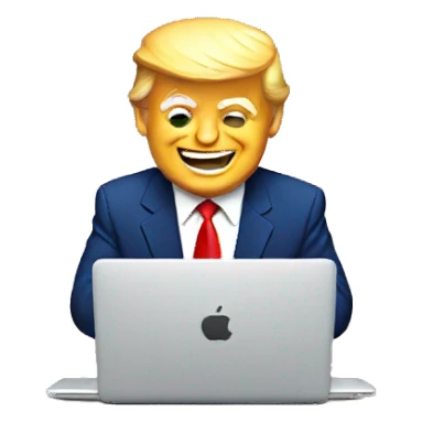 happy trump with laptop sticker