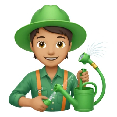 gardener watering with a hose sticker