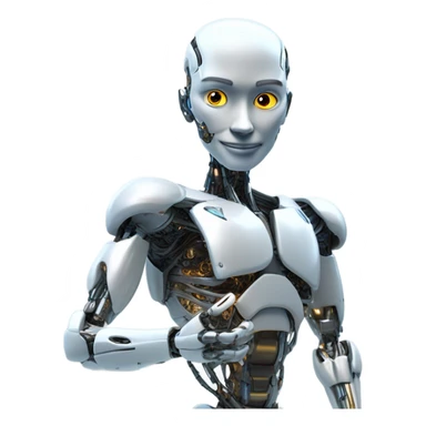 friendly cyborg analyzing people data sticker