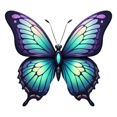 Dark, glowing, bio-luminescent butterfly sticker