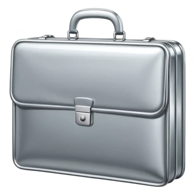 A luxury briefcase emoji made of polished silver chrome, smooth rectangular shape, metallic reflections, minimal high-end design, swag business aesthetic, iOS emoji style, centered, clean white background
 sticker