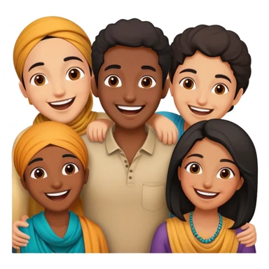 5 friends: 2 North African, 1 Iranian, 1 Indian, 1 black sticker