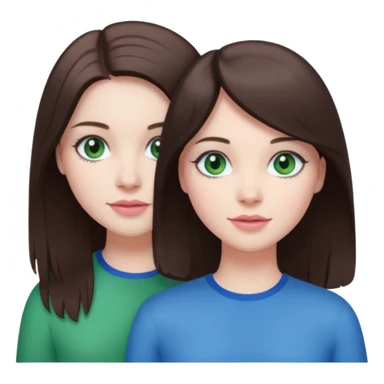 pink polaroid photo of a couple thats white with long brunette hair blue eyes and a white guy with short brunette hair and green eyes sticker