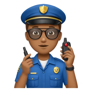 school security, blue cloth, sun glasses, holding walkie-talkie sticker