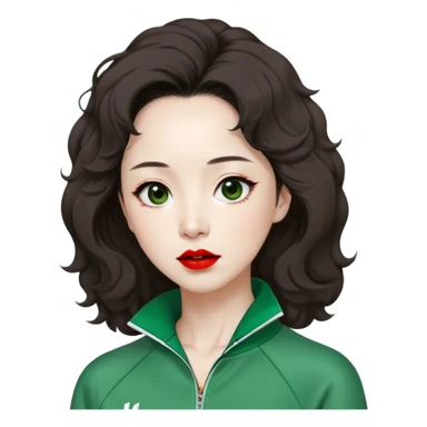 Han Mi-nyeo : Age: Late 60s
Appearance: A crazy woman with wrinkles, frizzy, messy dark brown hair and dramatic red lipstick.
Outfit: Green player tracksuit sticker