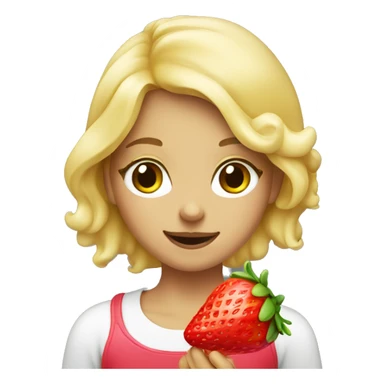 A blonde girl eating gummy strawberries  sticker