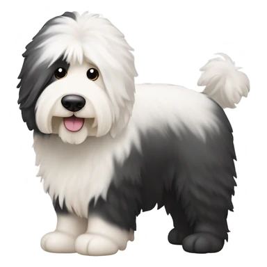 Old English sheepdog with a half and half face like a black and white cookie sticker