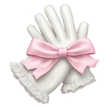 vintage rococo white gloves with light pink bows  sticker