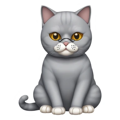 British Shorthair cat full body sitting with a mask sticker
