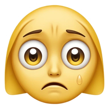 Create a sad face, big eyes, sad crying with tears, regular emoji, yellow face, big eyes, circular shape emoji sticker