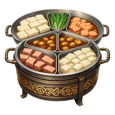 Vintage Chinese hotpot with divided sections sticker