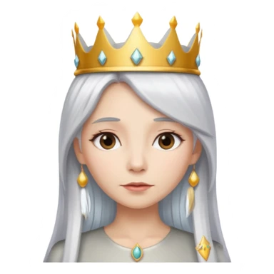 White silver straingt Long Haired Women, Queen with crown — soft expression sticker