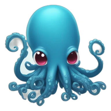 Cute blue kraken making hearts with tentacles sticker