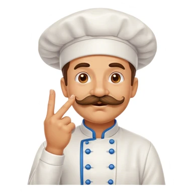 Pleased mustachioed chef enthusiastically kissing his pinched fingers emoji with love sticker