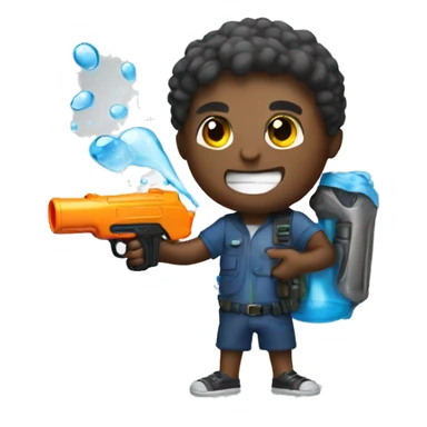 A emoji holding a water gun sticker