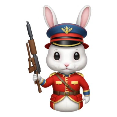 white rabbit with soldier costume sticker