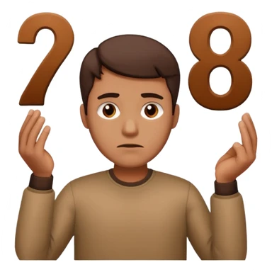 man frowning holding up numbers 6 and 7 sticker